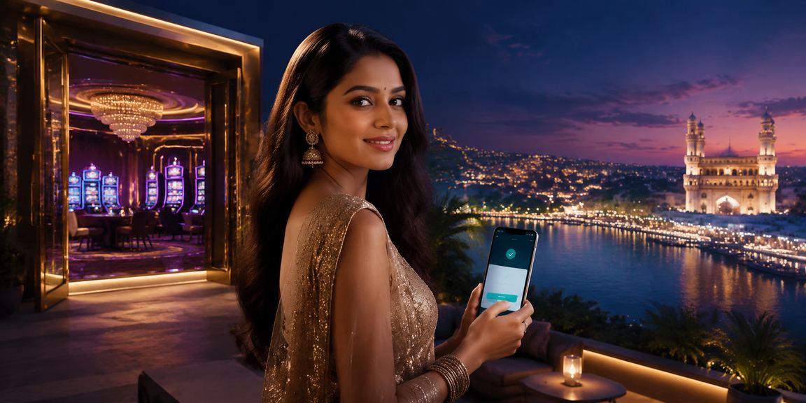 Indian player enjoying rummy game on mobile in Hyderabad night market